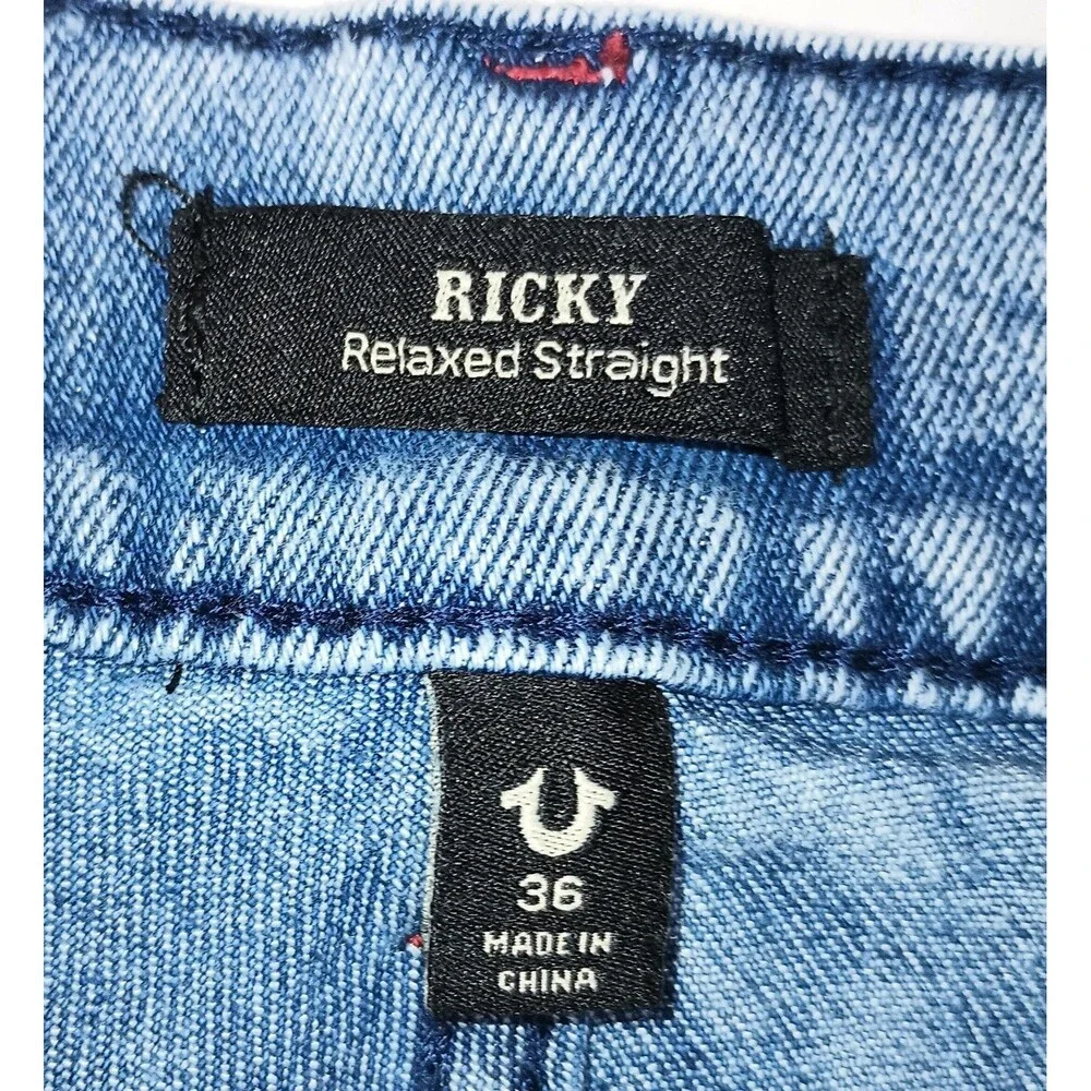 TRUE  RELIGION Light Wash Denim Cotton Relaxed Straight Flap Jeans (XP0053) NEW